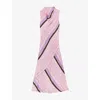 Ro&zo Womens Pink Phoebe Stripe Cowl-neck Satin Maxi Dress In Pink