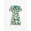 Ro&zo Womens  Abstract-pattern Puff-sleeved Cotton Mini Dress