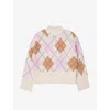 Ro&zo Womens Pink Argyle-pattern Wool Jumper In Pink