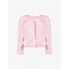 Ro&zo Crinkle Blouson-sleeve Woven Top In Pink