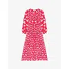 Ro&zo Womens Pink Ditsy-print Long-sleeve Woven Midaxi Dress