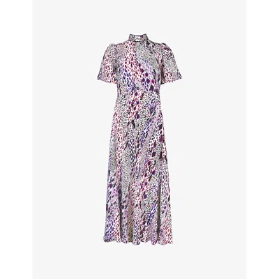 Ro&zo Womens Elodie Animal-print Crepe Midaxi Dress Pink