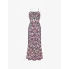 Ro&zo Womens Pink Floral-print Sleeveless Woven Midi Dress