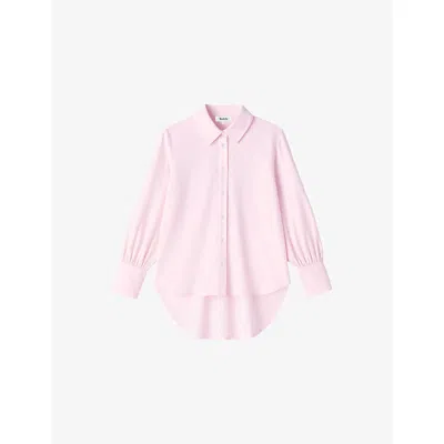 Ro&zo Womens Pink Hi Lo Hem Cotton Shirt