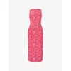 Ro&zo Womens Lace-embroidered Round-neck Sleeveless Woven Midi Dress Pink In Pink