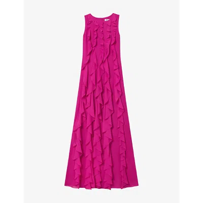 Ro&zo Womens  Leonor Waterfall-front Woven Maxi Dress In Pink