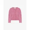 Ro&zo Womens Pink Sparkle Round-neck Knitted Cardigan In Pink