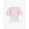 Ro&zo Womens Pink Stripe Shirred Top In Pink