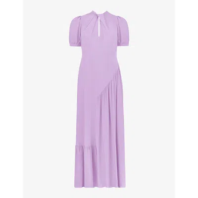 Ro&zo Scarlett Twist-neck Stretch-woven Maxi Dress In Purple
