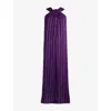 Ro&zo Womens Purple Twist-neck Metallic-thread Woven Maxi Dress In Purple