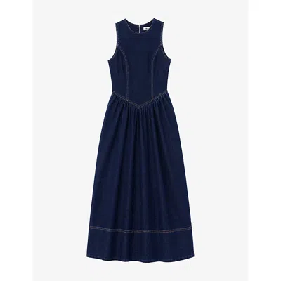 Ro&zo Womens Racer Sleeveless Denim Midi Dress Blue