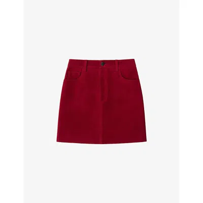Ro&zo Womens Red A-line Suede Mini Skirt