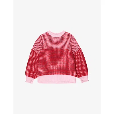 Ro&zo Womens Red Contrast-stitch Knitted Wool-blend Jumper