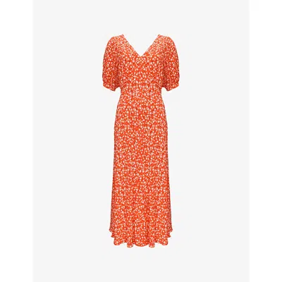 Ro&zo Womens Ditsy-print V-neck Woven Midi Dress Red