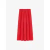 Ro&zo Womens Red Elasticated-waist Relaxed-fit Cotton-poplin Maxi Skirt