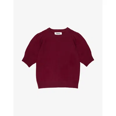 Ro&zo Womens Red Short-sleeve Cashmere Knit Jumper In Burgundy