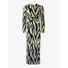 Ro&zo Womens Mono Abstract-pattern Tie-front Stretch-jersey Maxi Dress In Mono