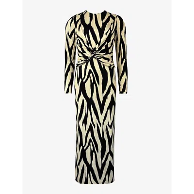 Ro&zo Womens Mono Abstract-pattern Tie-front Stretch-jersey Maxi Dress