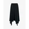 Ro&zo Womens Black Asymmetric-hem Plisse Maxi Skirt In Black