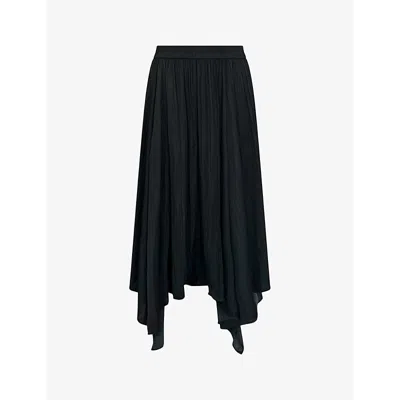 Ro&zo Womens Black Asymmetric-hem Plisse Maxi Skirt