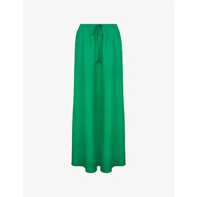 Ro&zo Womens Bias-cut Linen-blend Maxi Skirt Green