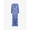 Ro&zo Blurred Floral-print Crepe Midi Skirt In Purple