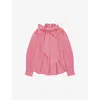 Ro&zo Womens Pink Bow Striped Cotton Shirt In Multi