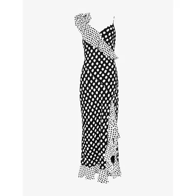 Ro&zo Womens Mono Celeste Polka Dot-pattern Woven Maxi Dress