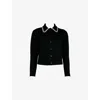 Ro&zo Womens Black Collared Contrast-stitch Wool-blend Cardigan In Black