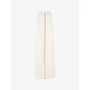 Ro&zo Womens Cream Contrast-piping Round-neck Linen-blend Midi Dress