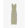 Ro&zo Womens  Diamond-pattern Sleeveless Knitted Maxi Dress