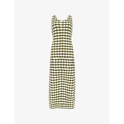 Ro&zo Womens  Diamond-pattern Sleeveless Knitted Maxi Dress
