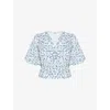 Ro&zo Womens Ivory Ditsy-print Twist-front Cotton Blouse