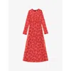 Ro&zo Womens Pink Floral-print Long-sleeves Mesh Dress In Red