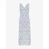 Ro&zo Womens  Floral-print V-neck Woven Midi Dress