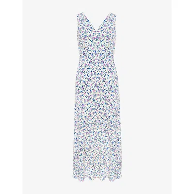 Ro&zo Womens  Floral-print V-neck Woven Midi Dress