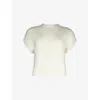 Ro&zo Womens Cream Fluffy Short-sleeve Knitted Top In Cream
