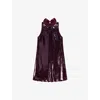 Ro&zo Womens Wine Freya Halterneck Sequin-embellished Mini Dress In Brown