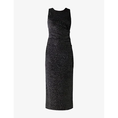 Ro&zo Womens Black Gabriela Ruched Stretch-woven Midi Dress