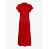 Ro&zo Womens Red High-neck Short-sleeve Plisse Maxi Dress In Red