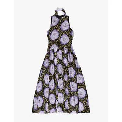 Ro&zo Womens Lilac Iris Scarf-detail Chiffon Maxi Dress In Purple