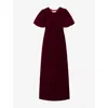 Ro&zo Womens Plum Jessie Puff-sleeve Velvet Maxi Dress In Purple
