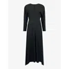 Ro&zo Womens Keyhole-front Crepe Midi Dress Black In Black