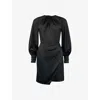 Ro&zo Womens Nadia Twist-neck Satin Mini Dress Black In Black