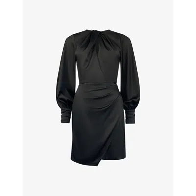 Ro&zo Womens Nadia Twist-neck Satin Mini Dress Black