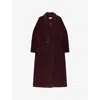 Ro&zo Womens Brown Peak-lapel Double-breasted Wool-blend Coat In Black