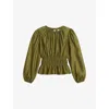 Ro&zo Womens  Peplum Long-sleeve Woven Blouse In Green
