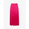 Ro&zo Womens Pleated Satin Midi Skirt Pink In Pink