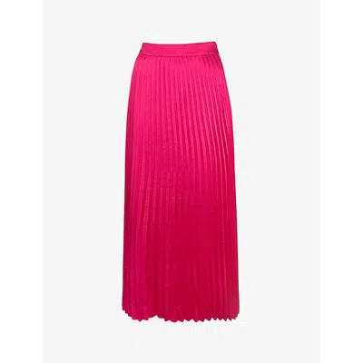 Ro&zo Womens Pleated Satin Midi Skirt Pink