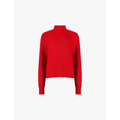 Ro&zo Womens Rolled-neck Ribbed Knitted Jumper Red